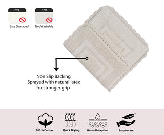Casual Elegance Reversible Bath Rugs Set, 2 Piece Set, Ivory