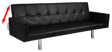 vidaXL Sofa Bed With Armrest Black Artificial Leather