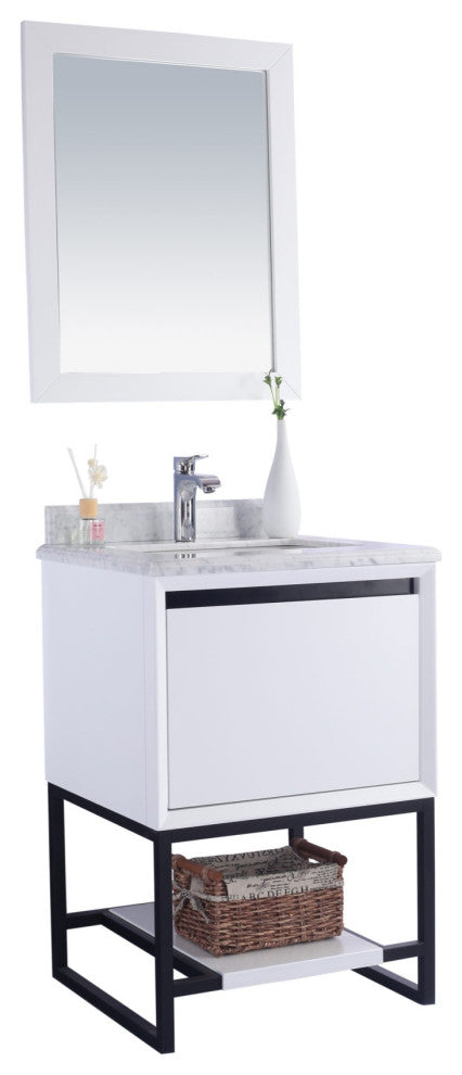 Alto 24" White Cabinet With White Carrara Marble Countertop