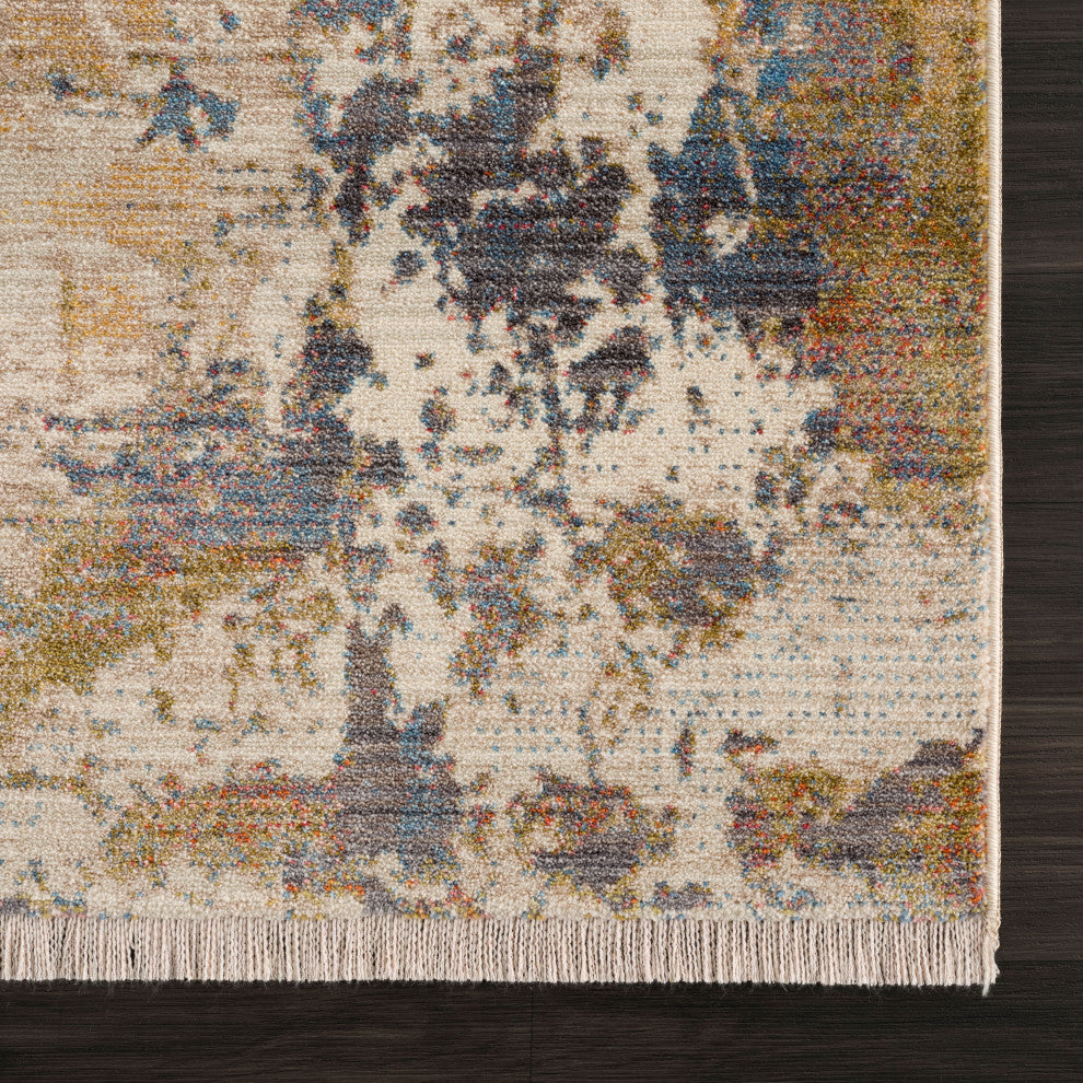 Distressed Modern Abstract Area Rug, 2' X 6'