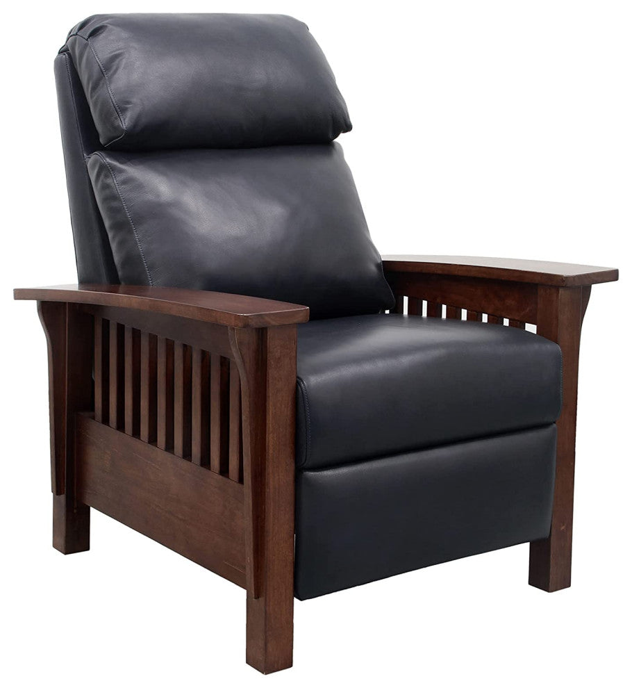 Barcalounger Mission 7-3323 Craftsman All Leather Manual Recliner, Shoreham Blue