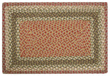 Olive/Burgundy/Gray Oblong Braided Rug, 2'x6'