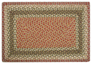 Olive/Burgundy/Gray Oblong Braided Rug, 2'x6'