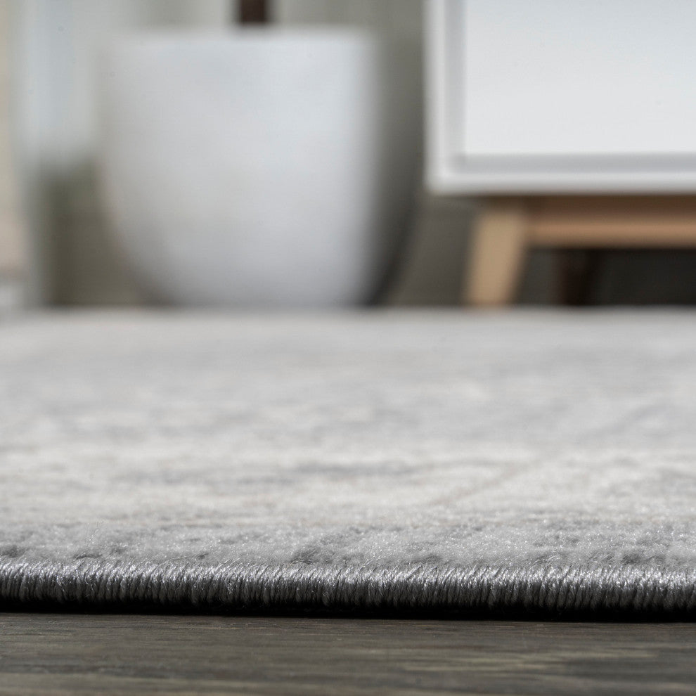 Modern Persian Moroccan Light Gray 6' Round Area Rug