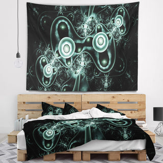 Blue on Black 3D Surreal Design Abstract Wall Tapestry, 92"x78"