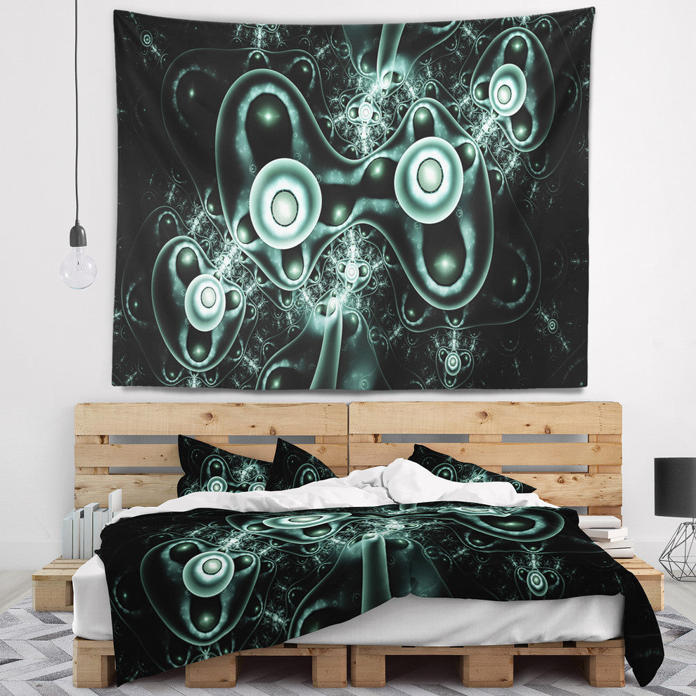 Blue on Black 3D Surreal Design Abstract Wall Tapestry, 92"x78"