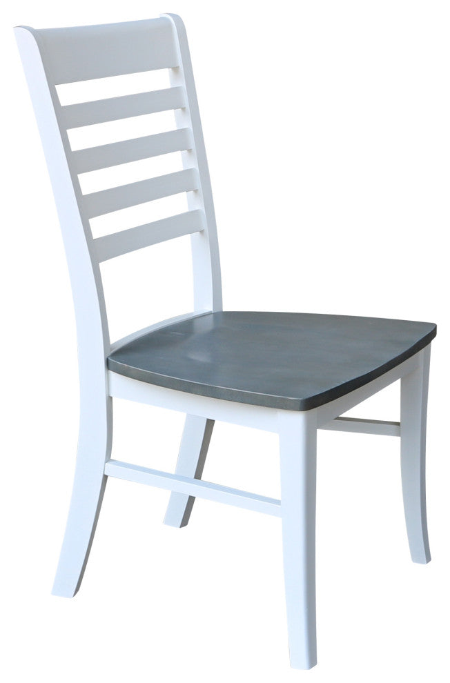 Set of Two Roma Ladderback Chairs, White/Heather Gray
