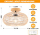 Rattan Semi Flush Mount Ceiling Light, Farmhouse Case Ceiling Lamp