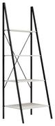 Gem 71 Inch Leaning Bookcase, Angled Ladder Design, Black Metal Frame