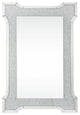Benzara Rectangular Beveled Wall Mirror With Faux Diamond Inlays, Silver