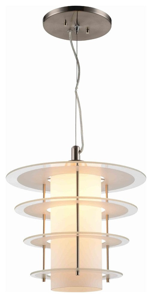 Ramsay Pendant Lighting, Satin Nickel, Frosted Glass Layers