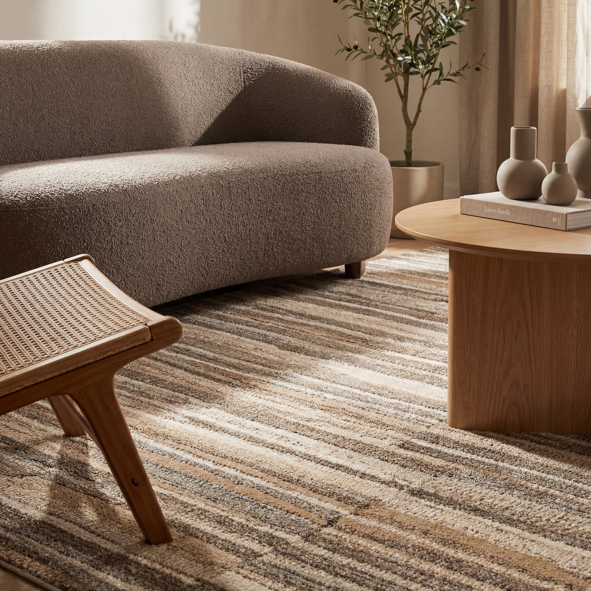nuLOOM Clarimond Rustic Striped Washable Rug, Brown 9'x12'