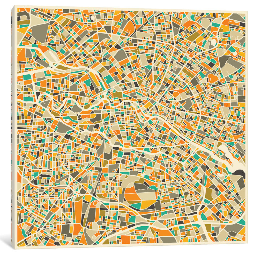 "Abstract City Map of Berlin" by Jazzberry Blue, 26x26x1.5