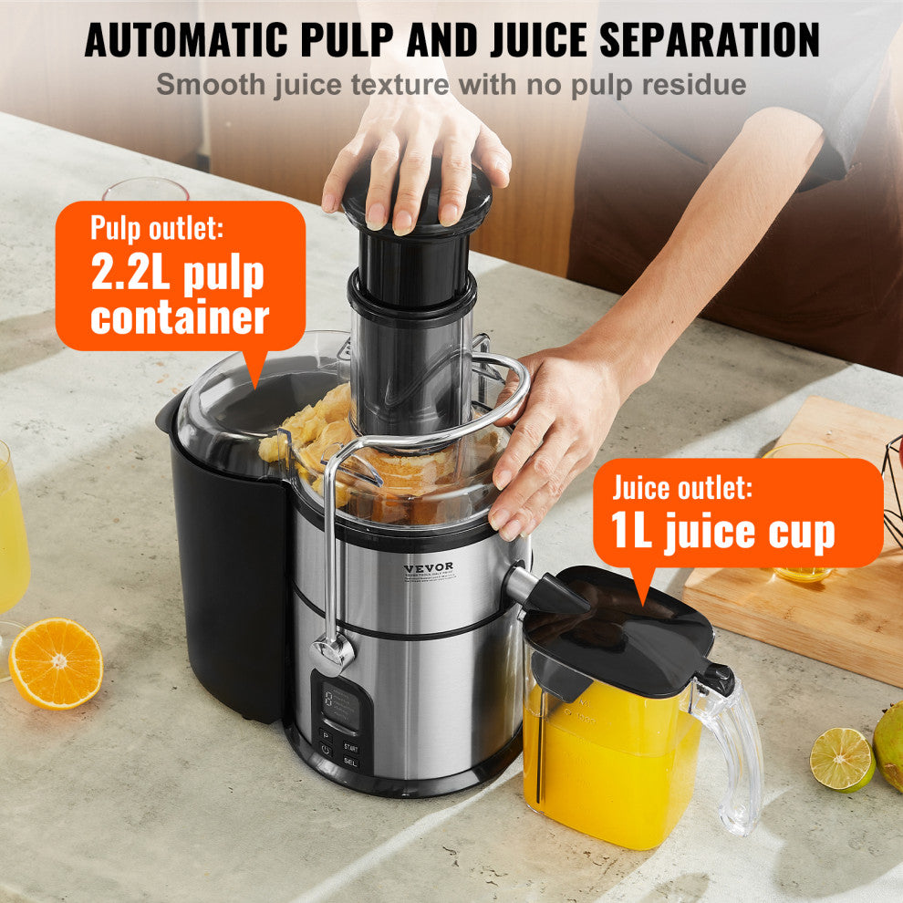 VEVOR Centrifugal Juicer Machine Fruits Vegetables Juice Extractor 850W 5 Speeds