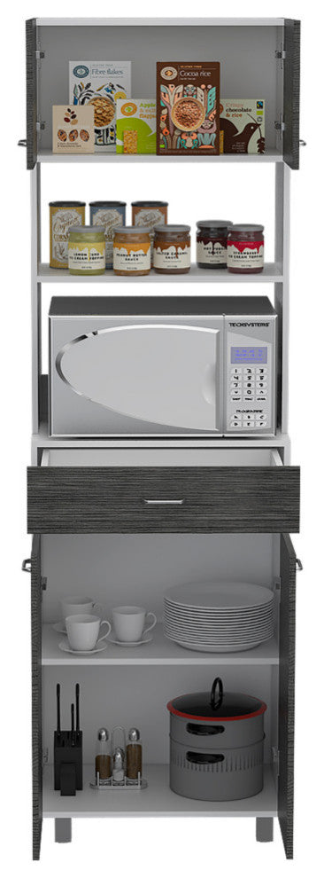 Auburn Microwave Pantry Cabinet, White-Smokey Oak