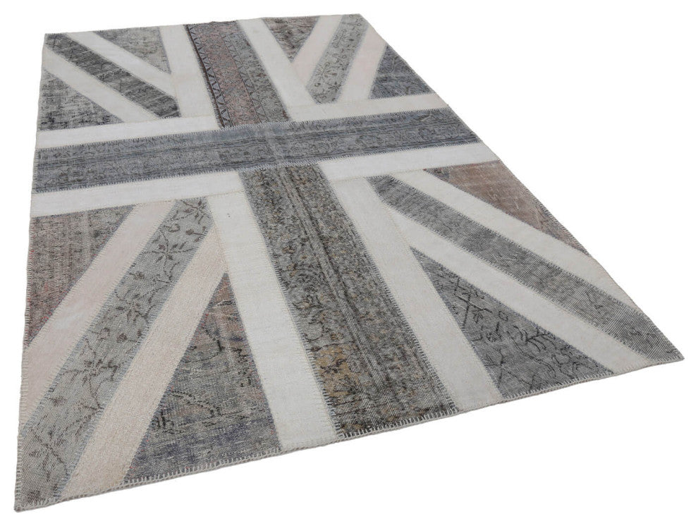 Rug N Carpet - Handmade Anatolian 6' 7'' x 10' 0'' Flag Patchwork Rug
