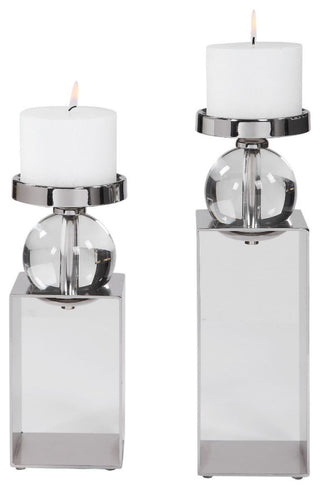 Uttermost Lucian Nickel Candleholders, Set of 2