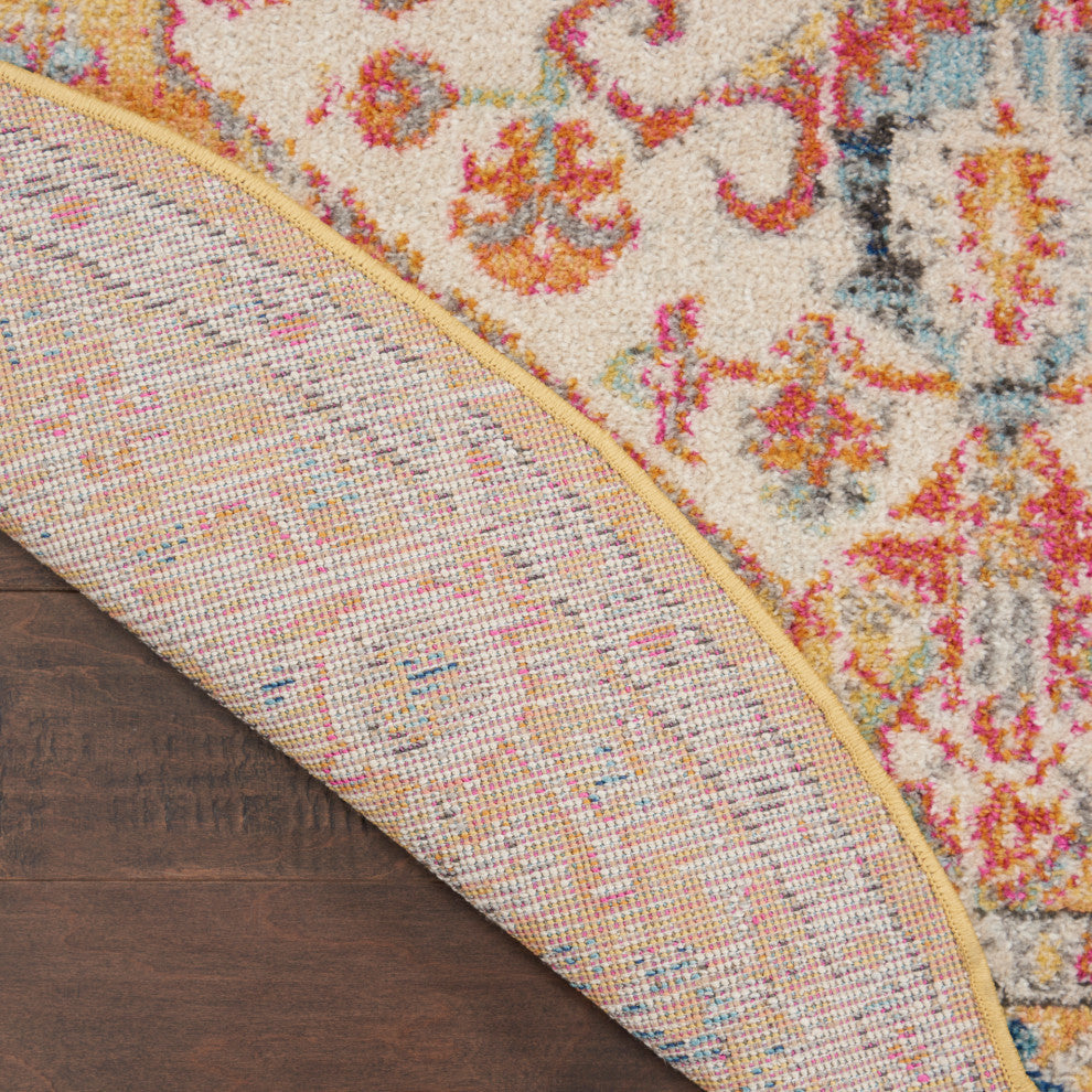 Nourison Passion 4' x Round Ivory/Yellow Bohemian Indoor Area Rug