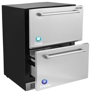 VEVOR Undercounter Refrigerator 24" Built-in 2 Drawer Refrigerator Fridge SUS