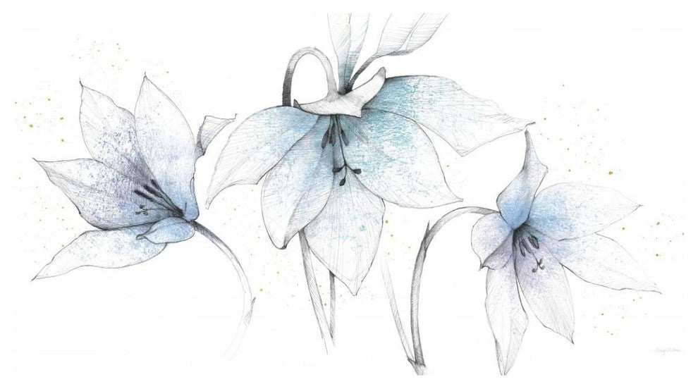 "Blue Graphite Floral Trio" Digital Paper Print by Avery Tillmon, 50"x26"