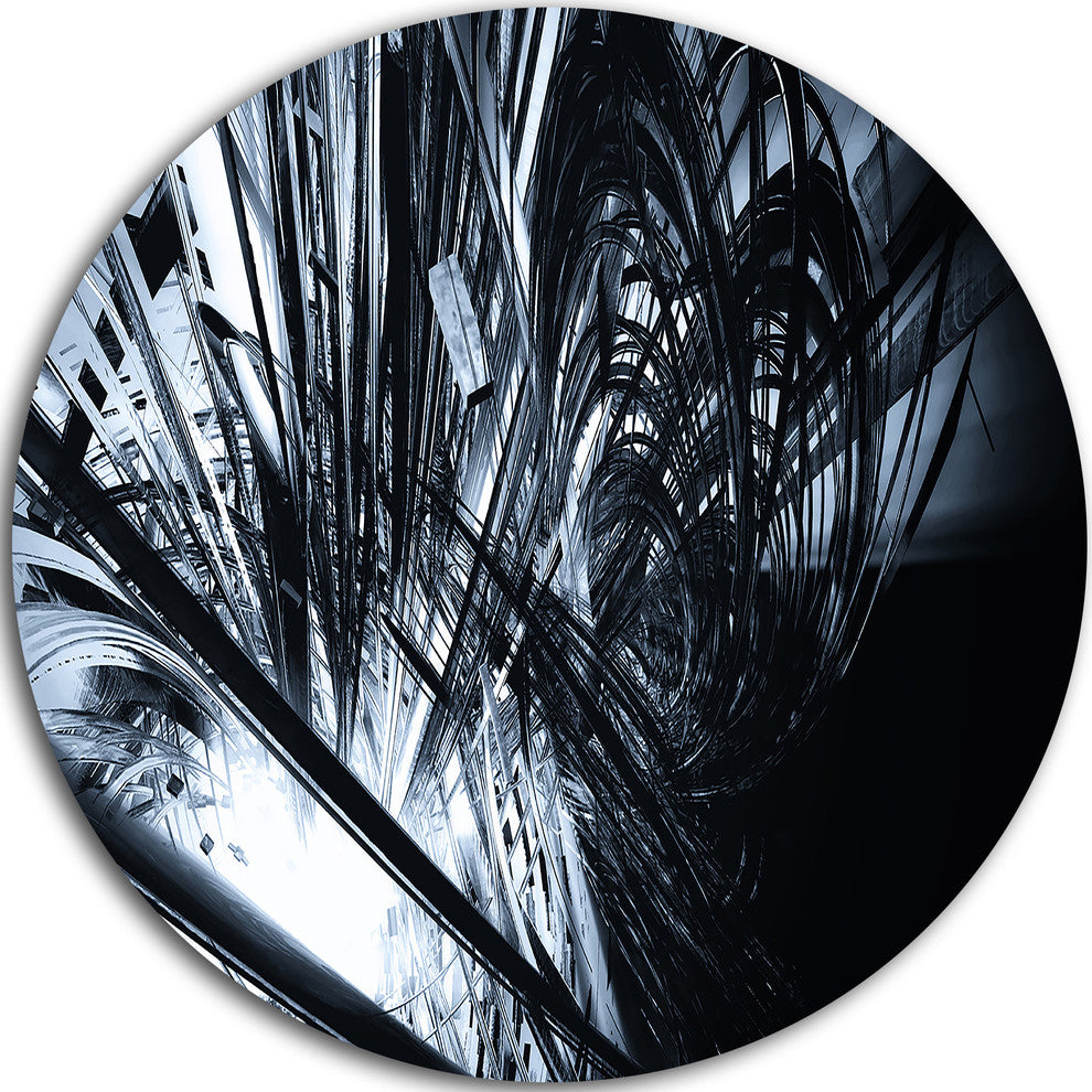 3D Abstract Art Black White, Abstract Digital Art Round Wall Art, 11"