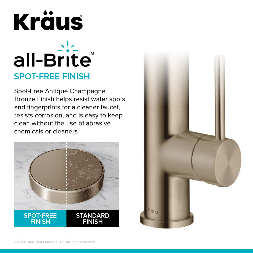 Pulldown Pot Filler Kitchen Faucet, Antique Champagne Bronze