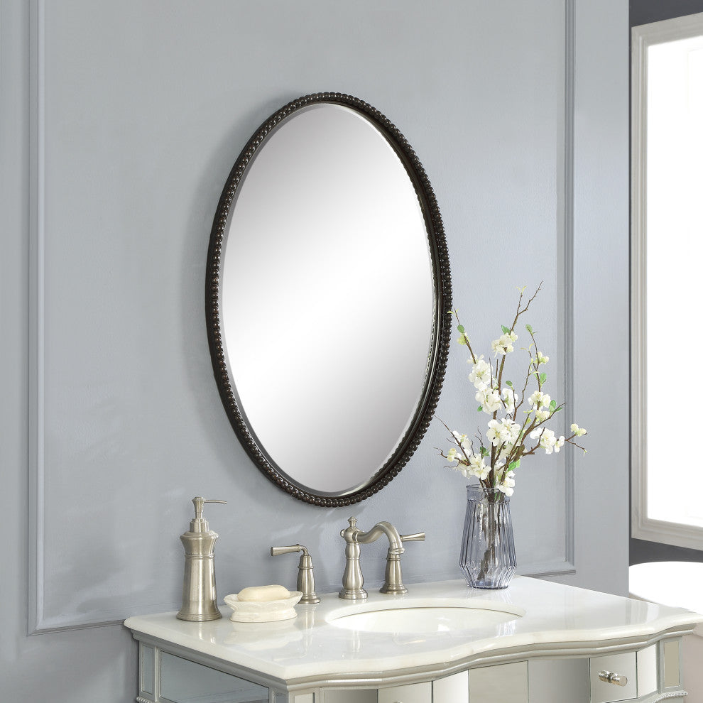 Uttermost Sherise Oval Mirror, Oil Rubbe Bronze
