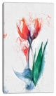 Red Hand drawn Tulips Sketch, Floral Canvas Art Print, 16"x32"