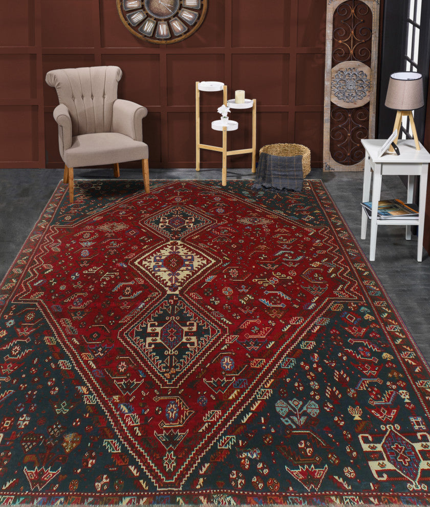 Fine Vintage Distressed Lutalo Red Rug