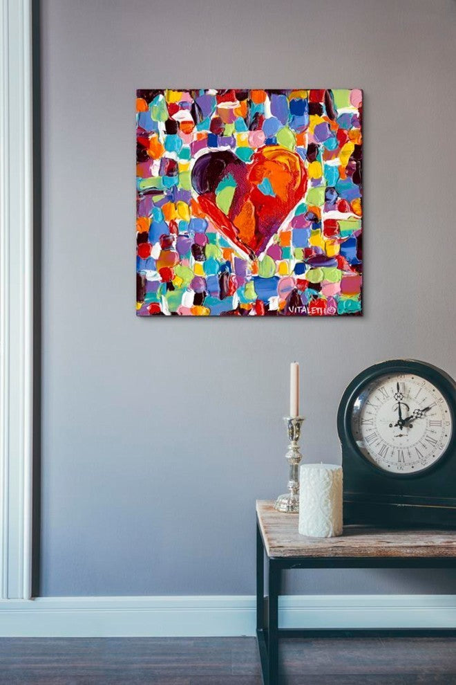 Mosaic Heart III' by Carolee Vitaletti Giclee Canvas Wall Art, 18"x18"