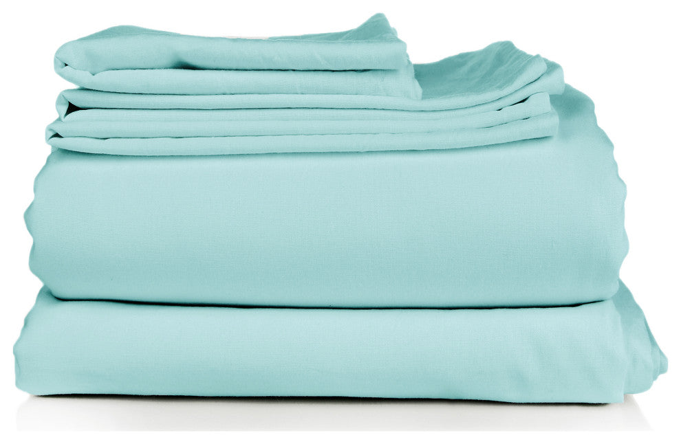 4-Piece, 1,800 Thread Count, Bamboo Feel, Soft Bed Sheets, Aqua, Queen