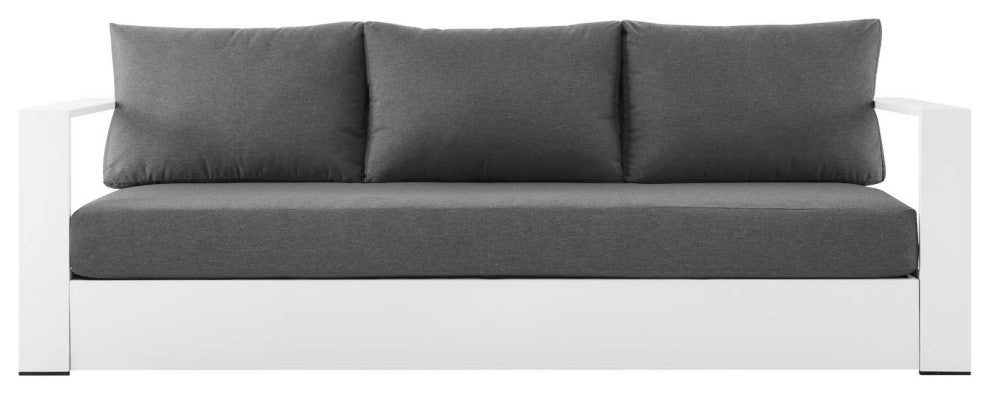 Lounge Sofa, White Gray, Aluminum, Modern, Outdoor Patio Hospitality
