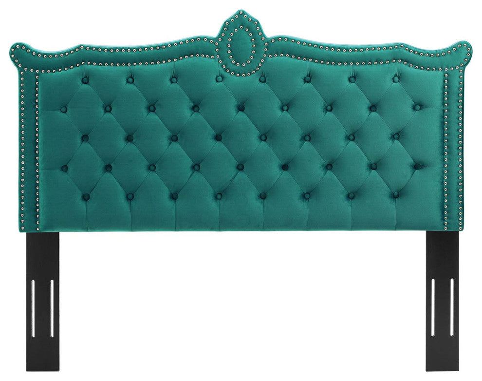 Louisa Tufted Performance Velvet Twin Headboard, Teal