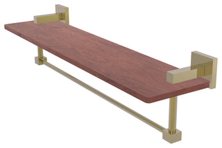 Montero 22" Solid Wood Shelf with Integrated Towel Bar, Unlacquered Brass
