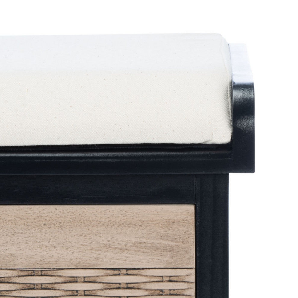 Safavieh Landers 2 Drawer Cushion Bench, Black
