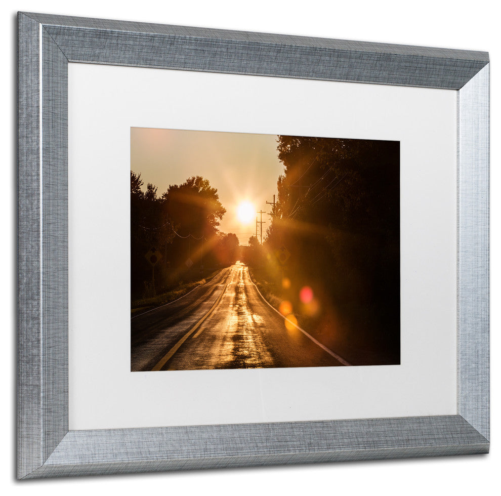 Jason Shaffer 'Sun Soaked Road', Silver Frame, White Mat, 20x16