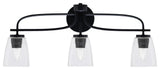 Cavella 3 Light Bath Bar, Matte Black Finish, 4.5" Square  Clear Bubble Glass