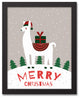 Merry Christmas Llama 14x11 Black Framed Canvas