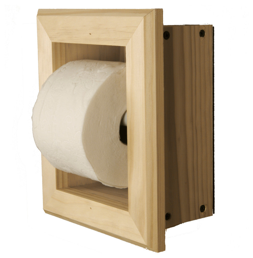 Tampa Recessed Solid Wood Toilet Paper Holder 7 x 8.5, Unfinished