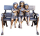 Three kids on a Bench Holding a Bird Bronze Statue -  Size: 40"L x 30"W x 33"H