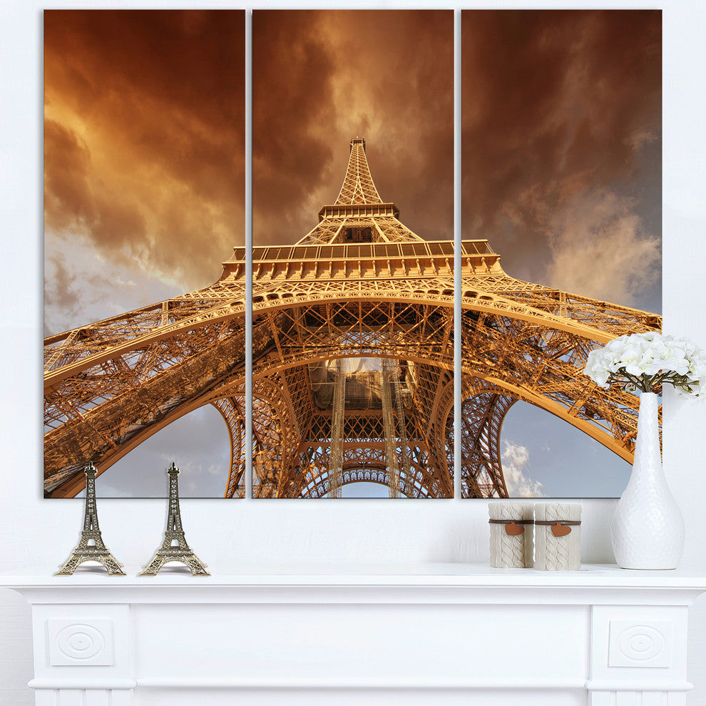"View of Paris Eiffel Tower in Paris" Metal Wall Art, 3 Panels, 36"x28"