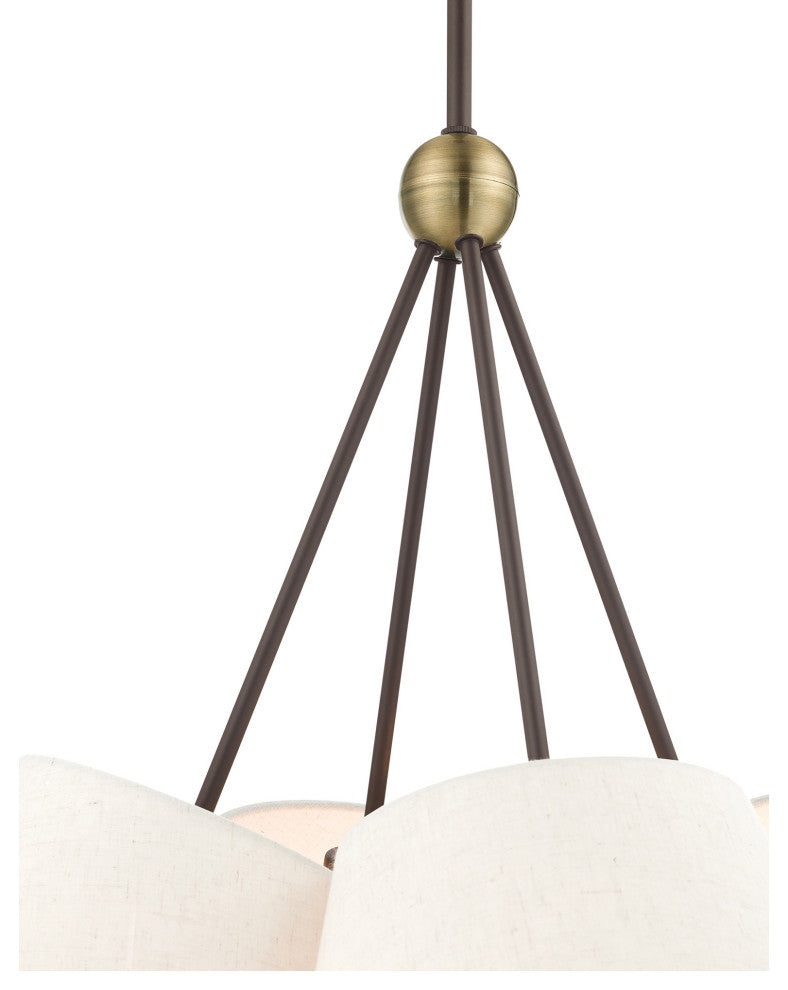 Livex Lighting Prato 4 Light Bronze With Antique Brass Accents Chandelier