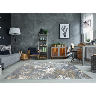 Abstract Area Rug, Turquoise, 4"x5"