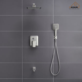 9inch Shower System Brushed Nickel Dual Head Waterfall Shower Bar System, Brushed Nickle