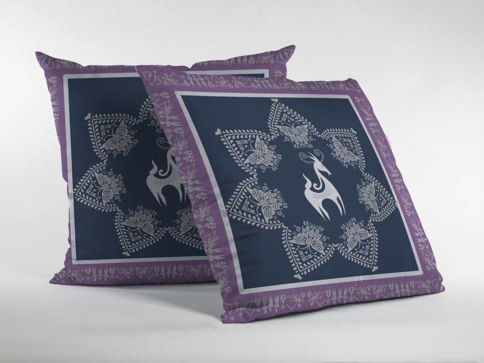 20 Navy Purple Horse Suede Throw Pillow