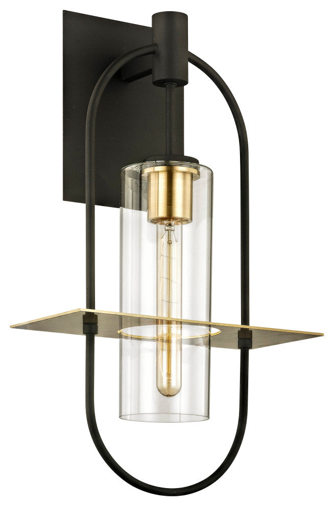 Troy Smyth 22" Outdoor Wall Light, Dark Bronze and Brushed Brass