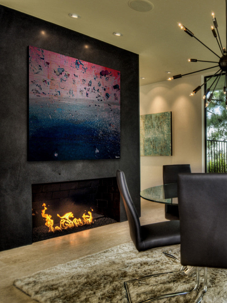 "Pink Sandy Beach" Painting Print on Brushed Aluminum, 40"x40"