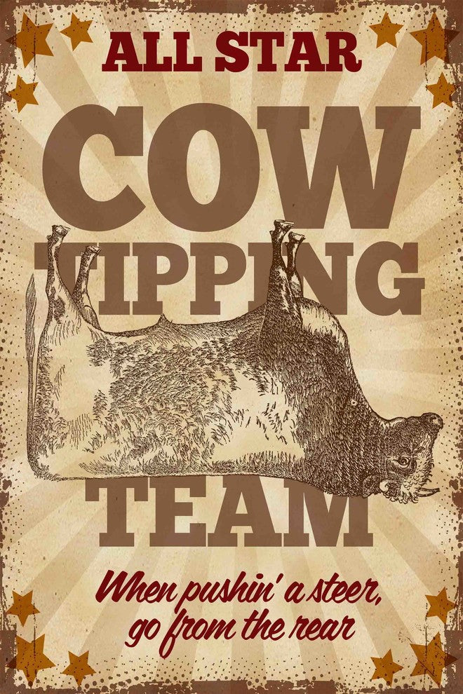 "Cows Tipping" Painting Print on Canvas