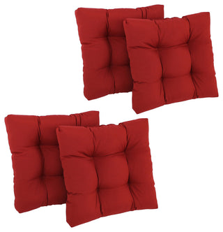 19" Squared Twill Tufted Dining Chair Cushion, Set of 4, Ruby Red