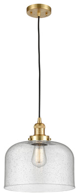 X-Large Bell 1 Light Mini Pendant, Satin Gold, Seedy